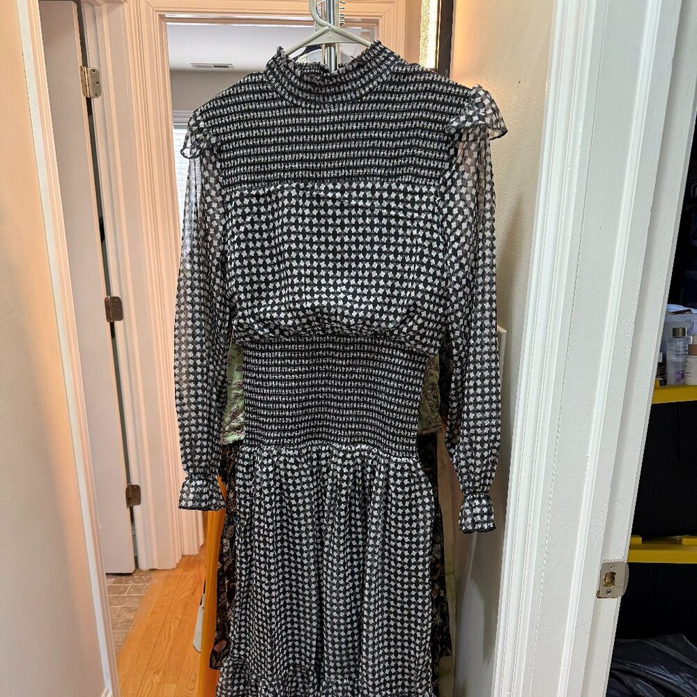 AREA STARS Smocked Long Sleeve Chiffon Dress STILL IN PLASTIC PACKAGING!